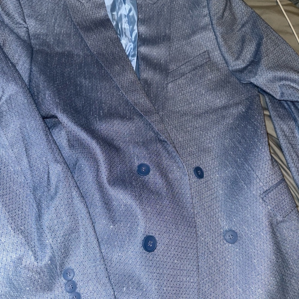 Boohoo Mens Powder Blue Double-Breasted Suit